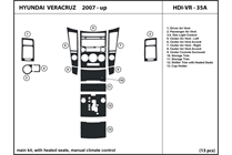 2010 Hyundai Veracruz DL Auto Dash Kit Diagram
