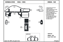 1994 Honda Civic DL Auto Dash Kit Diagram