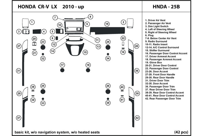 2010 Honda CR-V DL Auto Dash Kit Diagram
