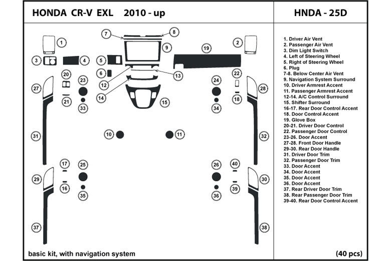 2010 Honda CR-V DL Auto Dash Kit Diagram