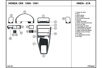 1991 Honda CRX DL Auto Dash Kit Diagram