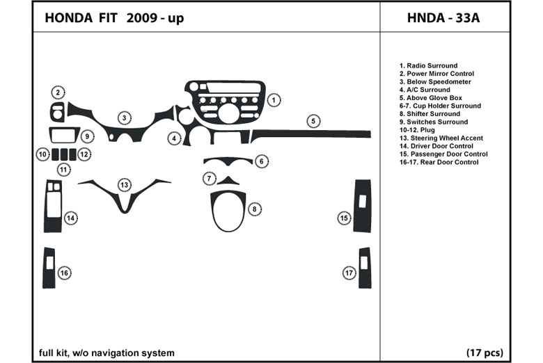 2009 Honda Fit DL Auto Dash Kit Diagram