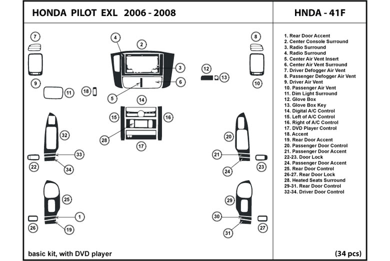 DL Auto™ Honda Pilot 2006-2008 Dash Kits