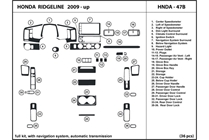2009 Honda Ridgeline DL Auto Dash Kit Diagram