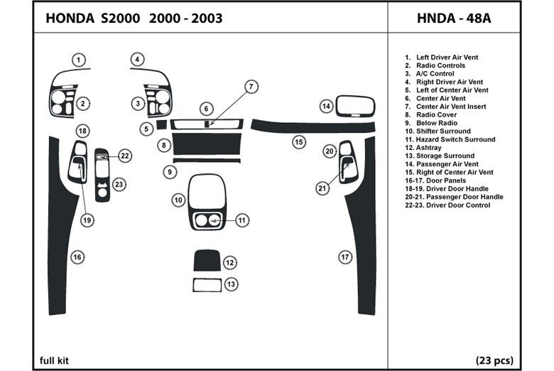 DL Auto™ Honda S2000 2000-2003 Dash Kits