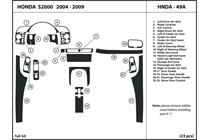 2007 Honda S2000 DL Auto Dash Kit Diagram
