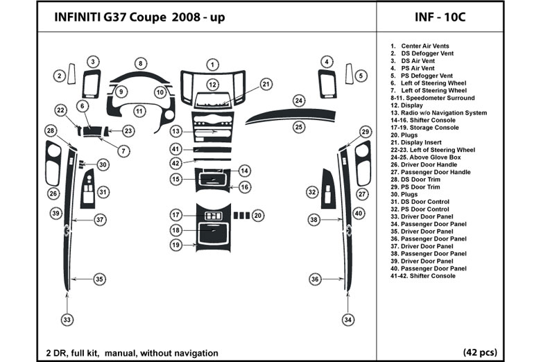 2008 Infiniti G37 DL Auto Dash Kit Diagram