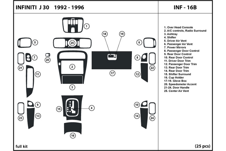 1993 Infiniti J30 DL Auto Dash Kit Diagram