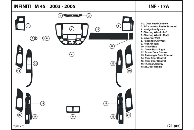 2003 Infiniti M45 DL Auto Dash Kit Diagram