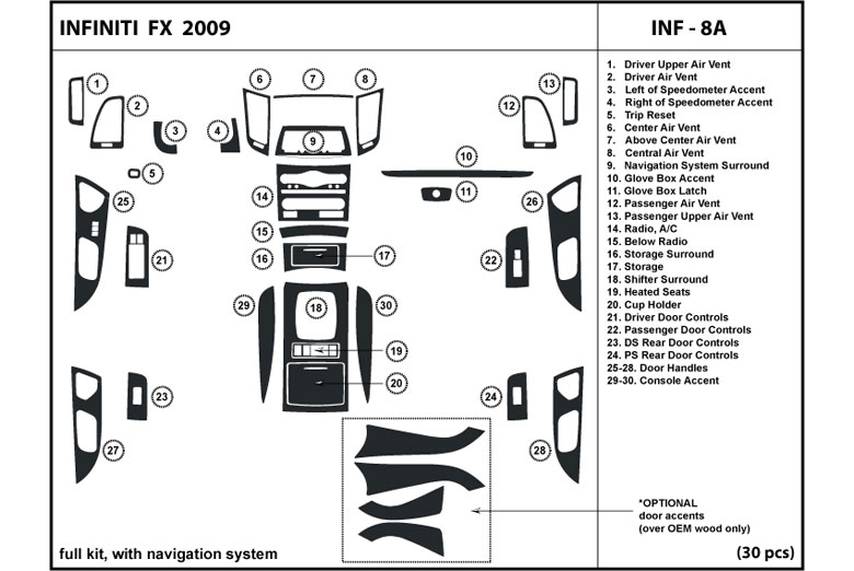 DL Auto™ Infiniti FX35 2009 Dash Kits