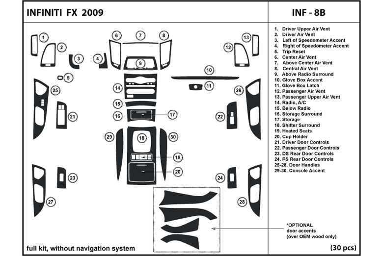 2009 Infiniti FX35 DL Auto Dash Kit Diagram