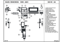 1999 Isuzu VehiCROSS DL Auto Dash Kit Diagram