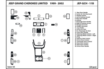 2000 Jeep Grand Cherokee DL Auto Dash Kit Diagram