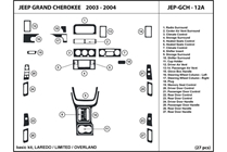 2004 Jeep Grand Cherokee DL Auto Dash Kit Diagram