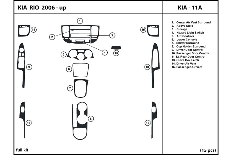 2006 Kia Rio DL Auto Dash Kit Diagram