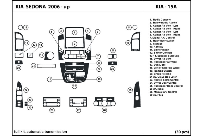DL Auto™ Kia Sedona 2006-2009 Dash Kits