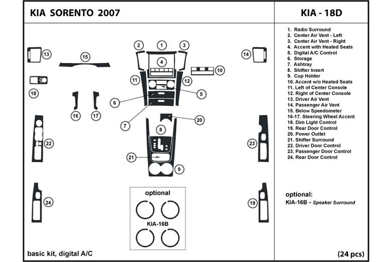 DL Auto™ Kia Sorento 2007 Dash Kits