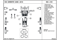 2009 Kia Sorento DL Auto Dash Kit Diagram