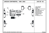 2000 Lincoln Continental DL Auto Dash Kit Diagram