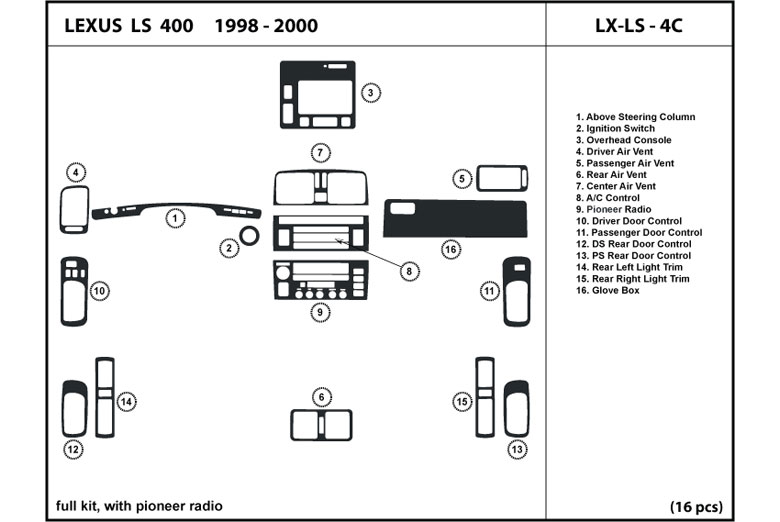 DL Auto™ Lexus LS 1998-2000 Dash Kits