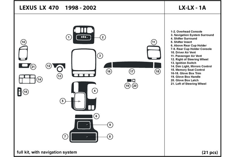 DL Auto™ Lexus LX 1998-2002 Dash Kits
