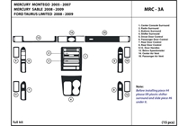 2007 Mercury Montego DL Auto Dash Kit Diagram