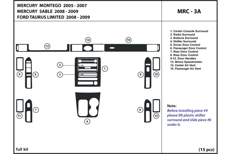 DL Auto™ Mercury Montego 2005-2007 Dash Kits