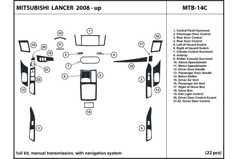 DL Auto™ Mitsubishi Lancer 2008-2012 Dash Kits