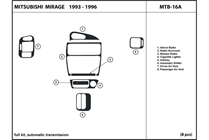 1996 Mitsubishi Mirage DL Auto Dash Kit Diagram