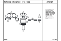 1996 Mitsubishi Montero DL Auto Dash Kit Diagram