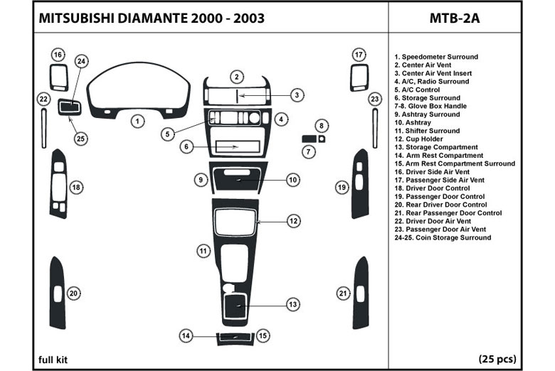 2000 Mitsubishi Diamante DL Auto Dash Kit Diagram