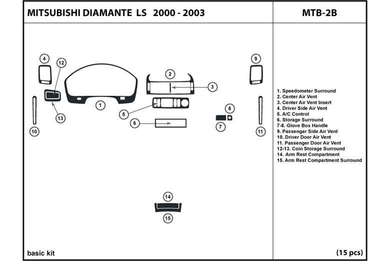 2000 Mitsubishi Diamante DL Auto Dash Kit Diagram