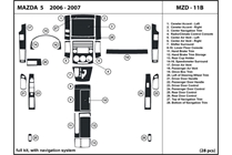 2007 Mazda Mazda5 DL Auto Dash Kit Diagram