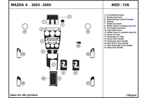 2005 Mazda Mazda6 DL Auto Dash Kit Diagram