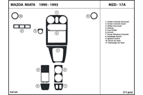 1993 Mazda MX-5 Miata DL Auto Dash Kit Diagram