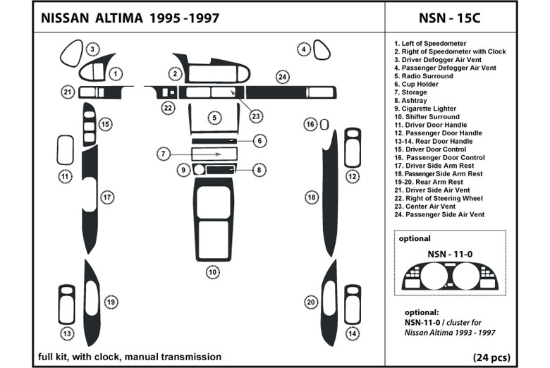 1995 Nissan Altima DL Auto Dash Kit Diagram