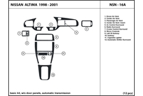 1999 Nissan Altima DL Auto Dash Kit Diagram