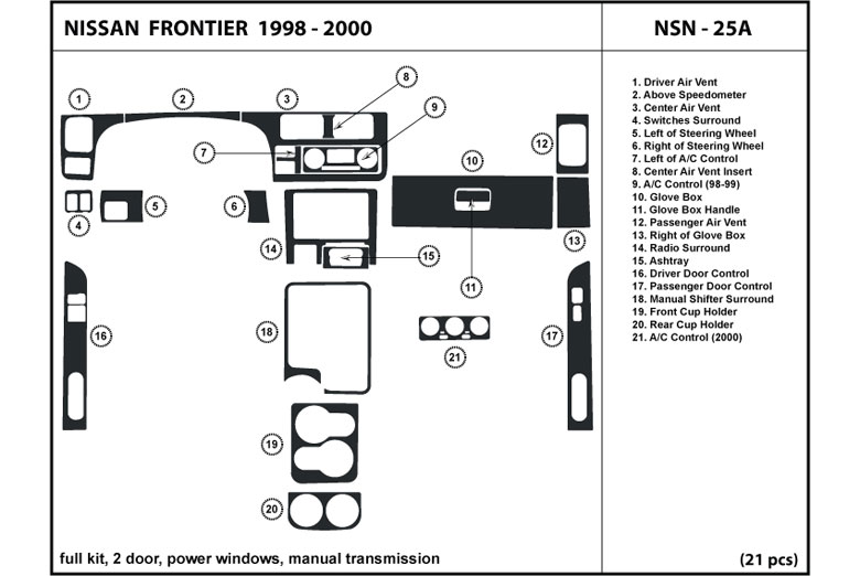 1998 Nissan Frontier DL Auto Dash Kit Diagram