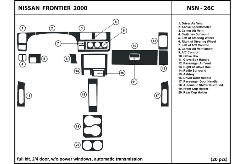 DL Auto™ Nissan Frontier 2000 Dash Kits