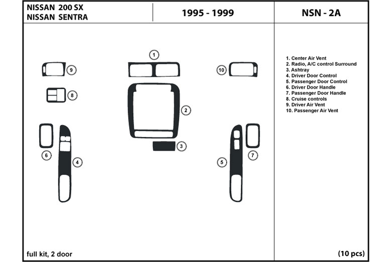 1995 Nissan 200SX DL Auto Dash Kit Diagram