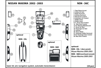 2003 Nissan Maxima DL Auto Dash Kit Diagram