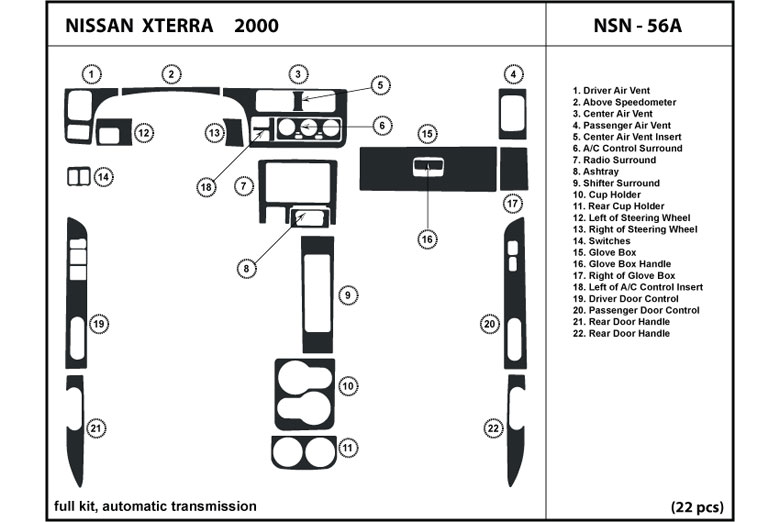 2000 Nissan Xterra DL Auto Dash Kit Diagram