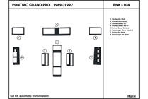 1989 Pontiac Grand Prix DL Auto Dash Kit Diagram