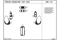 1997 Pontiac Grand Prix DL Auto Dash Kit Diagram