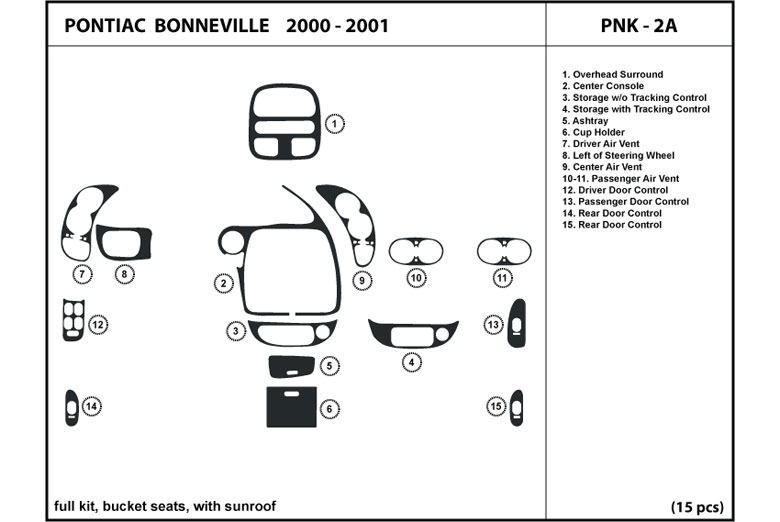 2000 Pontiac Bonneville DL Auto Dash Kit Diagram