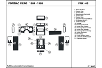 1988 Pontiac Fiero DL Auto Dash Kit Diagram