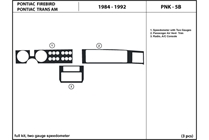 1986 Pontiac Firebird DL Auto Dash Kit Diagram
