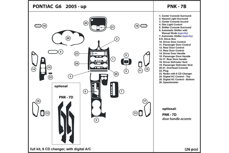 2005 Pontiac G6 DL Auto Dash Kit Diagram