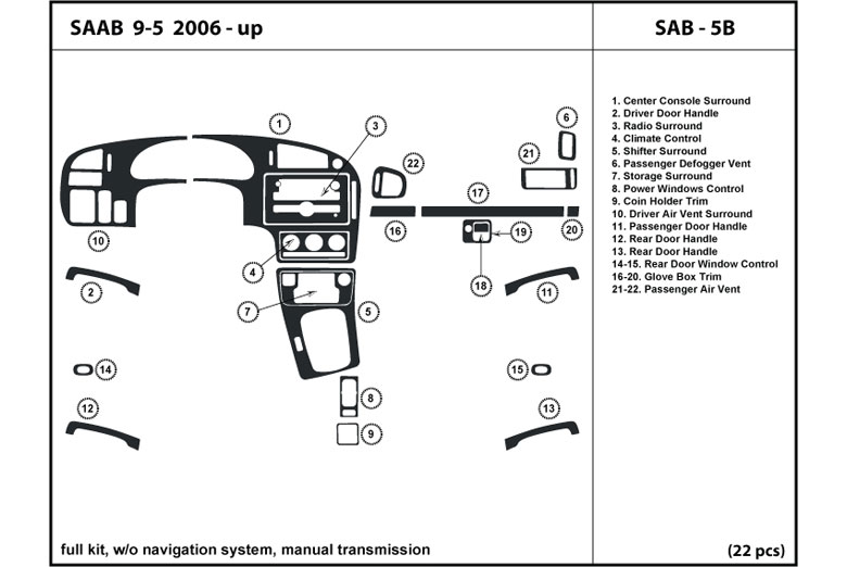 2006 Saab 9-5 DL Auto Dash Kit Diagram