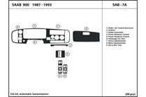 1993 Saab 900 DL Auto Dash Kit Diagram